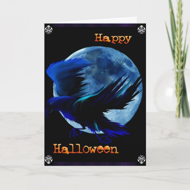Raven halloween-kort kort (Framsida)