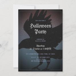 Raven Halloween Night Starry Himmel Grunge Inbjudningar