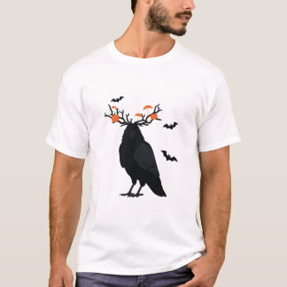 Raven Halloween Pumpa Horn T Shirt