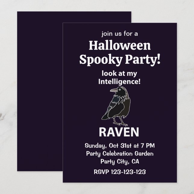 Raven Halloween Spooky Party Raven Inbjudningar (Fram/baksida)