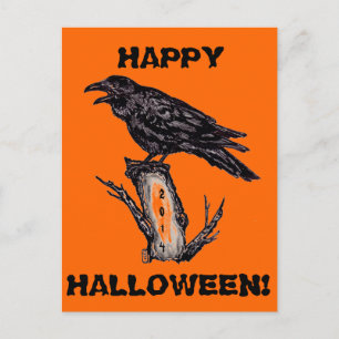 Raven Halloween-vykort, datum kan ändras Vykort