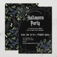 Raven Halloweenfest Inbjudan i Svart