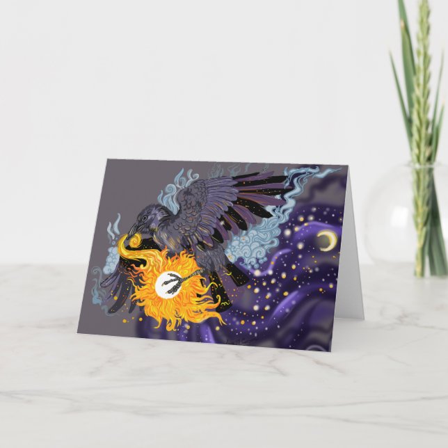 Raven Himmel Folklore-hälsningskort Kort (Framsida)