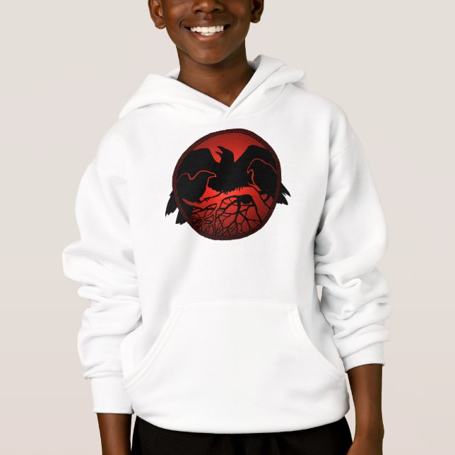 Raven Hoodie Barn Raven/Kråka Art Sweatshirtss T-shirt (Framsida)
