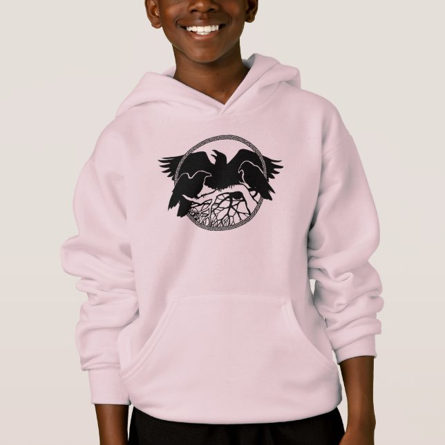 Raven Hoodie Barn Raven/Kråka Art Sweatshirtss T-shirt (Framsida)
