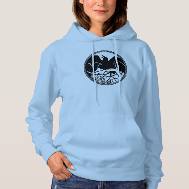Raven Hoodie Jacka Kråkan  för kvinnor i Raven Art Tee (Framsida)