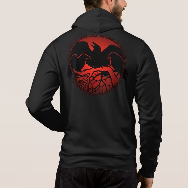 Raven Hoodie Jacka Manar  Raven Kråka Hooded Shirt T-shirt (Baksida)