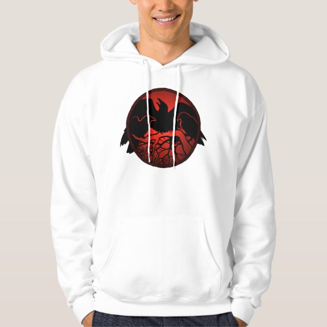 Raven Hoodie Unisex Raven/Kråka Art Shirts (Framsida)