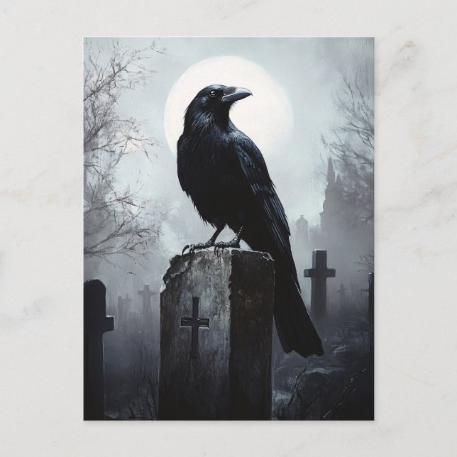 Raven i Cemetery Gothic Vykort (Framsida)
