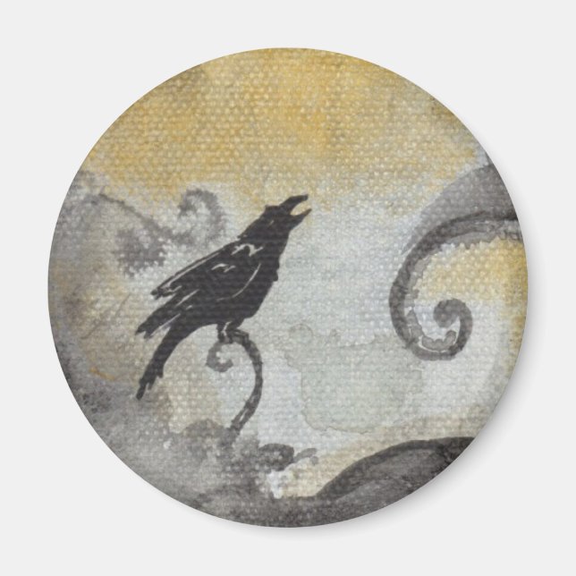 Raven i Orange Swirls Magnet (Framsidan)