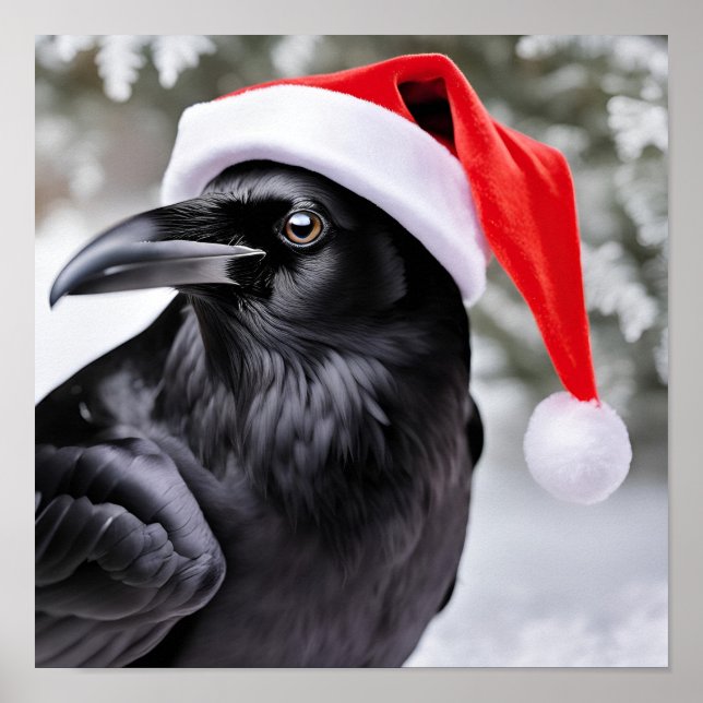 Raven i Santa Hat Poster (Framsidan)