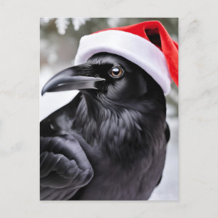 Raven i Santa Hat Vykort