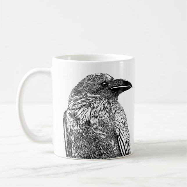 Raven Illustration Coffee Mugg (Vänster)
