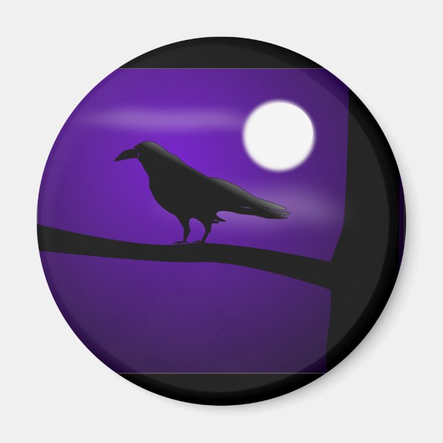 raven_illustration_Vector_Clipart black lila Magnet (Framsidan)