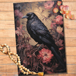 Raven in Flowers 3 Decoupage Papper