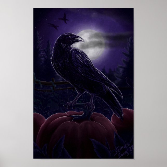 Raven in Pumpkin Patch Poster (Framsidan)
