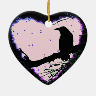 Raven Kärlek Forever Cracks Glowing Heart Julgransprydnad Keramik
