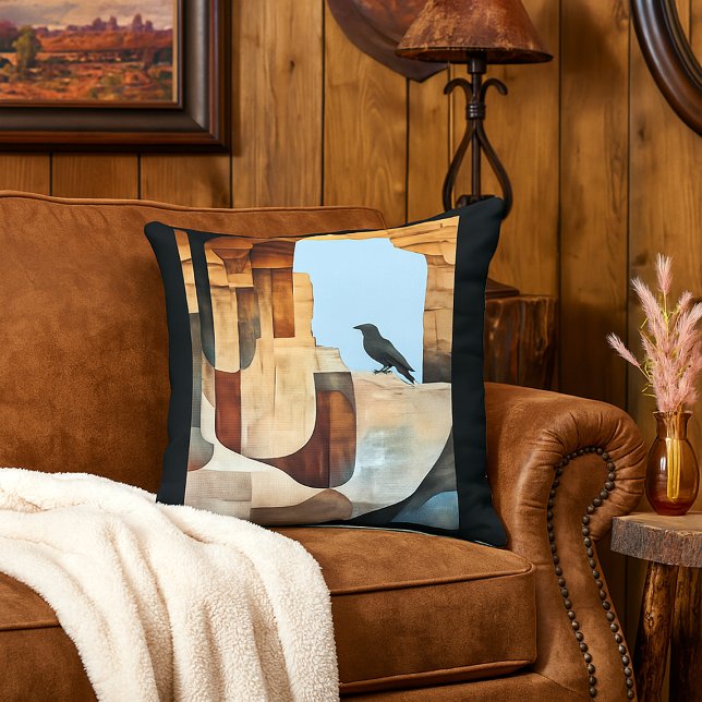 Raven Kom ihåg Ancestors Southwest Stil Kudde (western style living room with native american inspired raven throw pillow
)