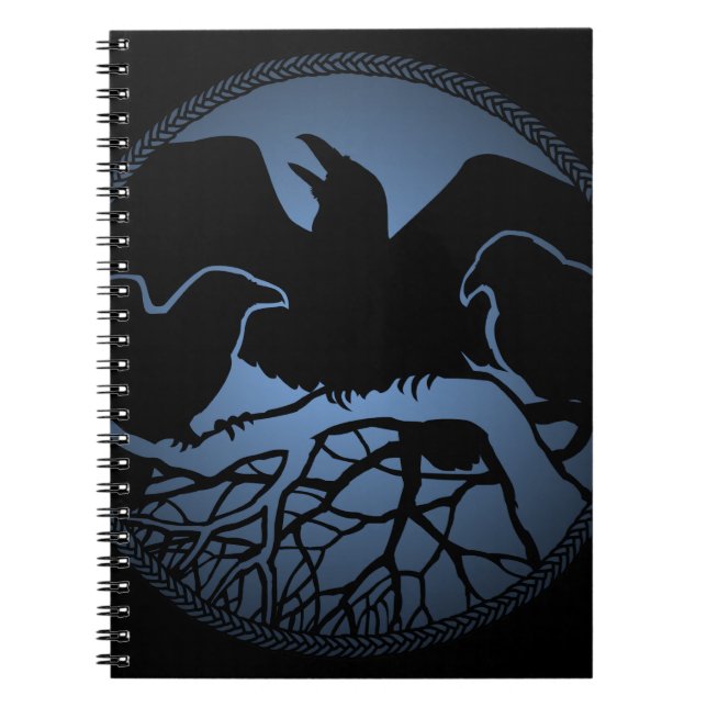 Raven konst anteckningsbok Kråka konst Journal bok Med Spiral (Framsidan)