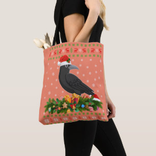 Raven Kråka Bird Älskare Julafton Santa Hat Ugly K Tygkasse