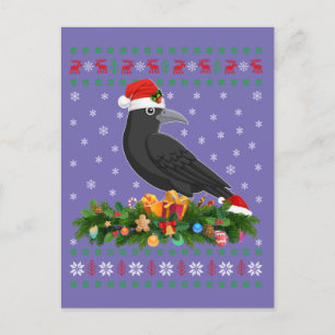 Raven Kråka Bird Älskare Julafton Santa Hat Ugly K Vykort
