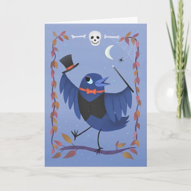 Raven Kråka Halloween Birthday Kort (Framsida)
