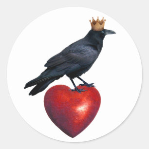 Raven Kung Heart Sticker Runt Klistermärke
