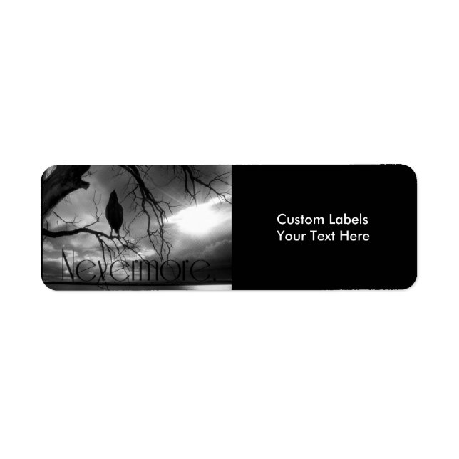 Raven Labels - Icke desto mer Sunbeams Träd B&W Returadress Etikett (Framsidan)