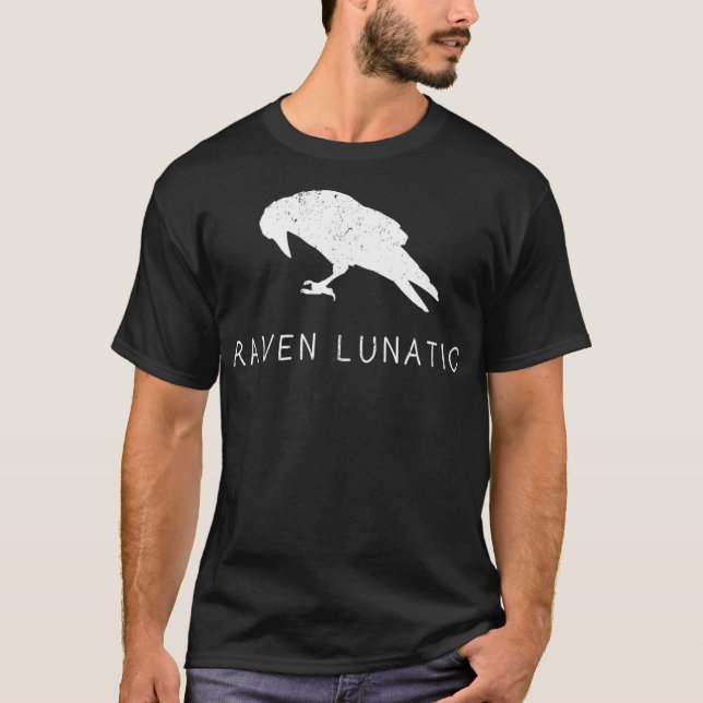 Raven Lunatic Roligt Bird Goth Gothic Gift Manar T Shirt (Framsida)