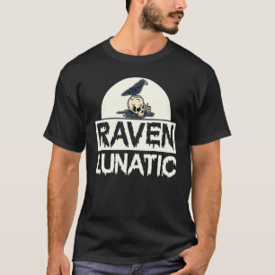 Raven Lunatic Roligt Bird Goth Gothic Skull Hallow T Shirt