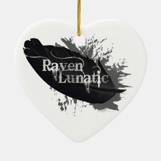 Raven Lunatic Roligt Quote for Raven Bird Älskare Julgransprydnad Keramik (Baksidan)