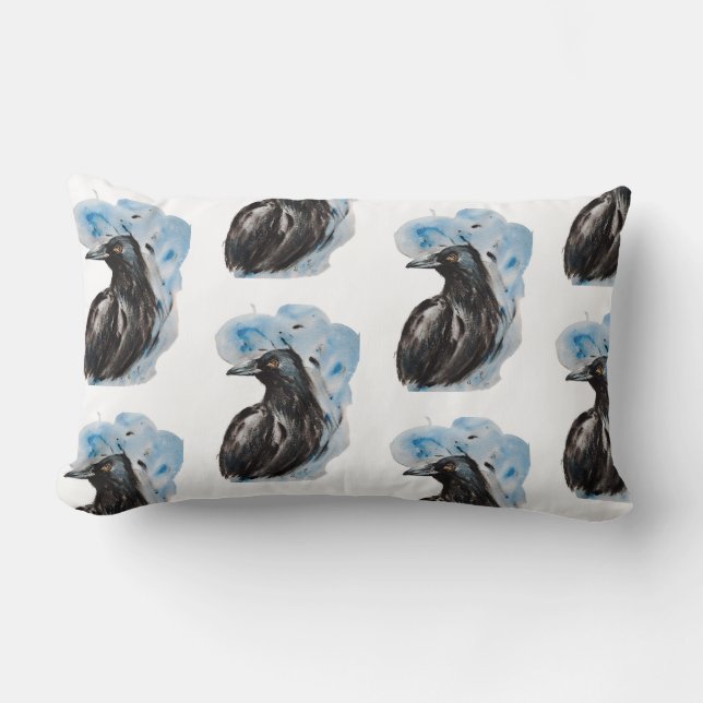 Raven Magic Harmony Totem Harmony Watercolor Mysti Lumbarkudde (Framsida)