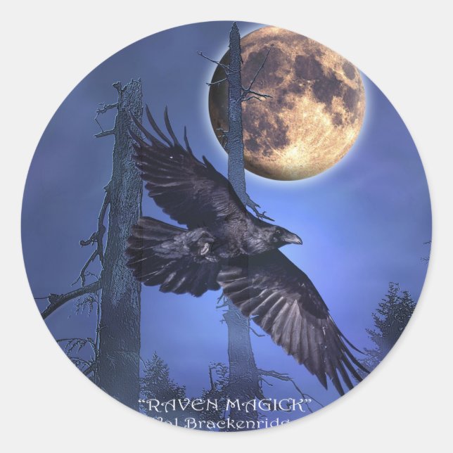 "RAVEN MAGICK"-fästen Runt Klistermärke (Framsida)