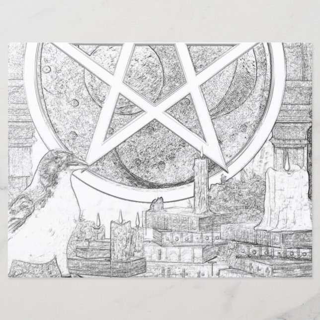 Raven Magick Pagan Wicca Coloring Page (Framsida)