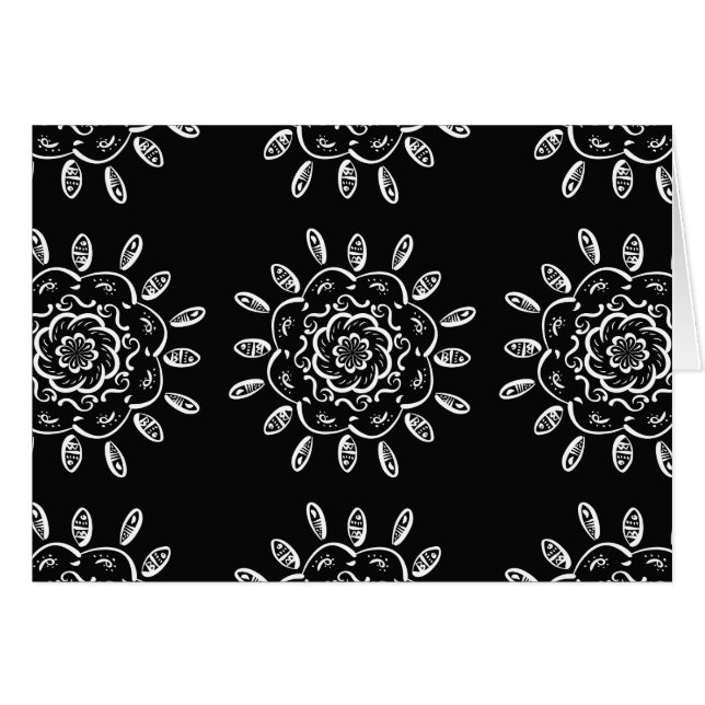 Raven Mandala Hälsningskort (Framsidan Horizontal)