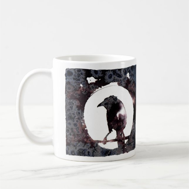Raven Måne (endast framifrån) Kaffemugg (Vänster)