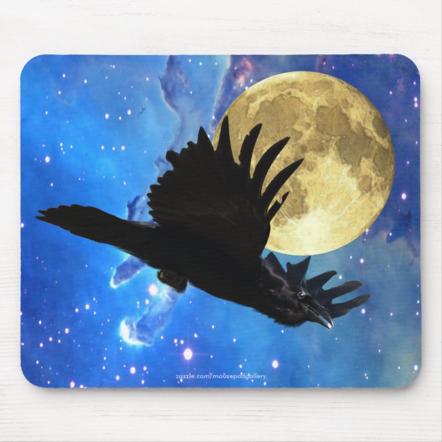 Raven, Måne och Rymden Mousepad Musmatta (Framsidan)