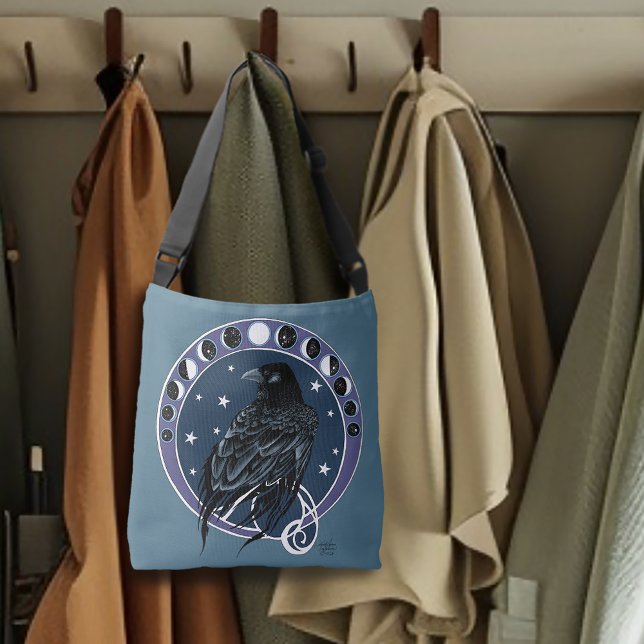 Raven Måne Phases Stars Blue Axelväska (Skapare uppladdad)