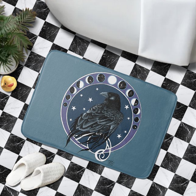 Raven Måne Phases Stars Blue Badrumsmatta (Skapare uppladdad)