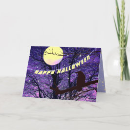 Raven, Måne, Sol, Stars Happy halloween Card Kort