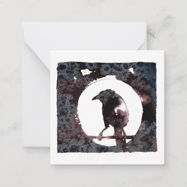 Raven Måne vycard Stil Notecard Anteckningskort (Framsida)