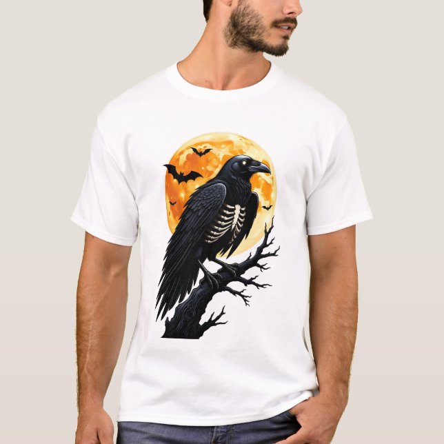 Raven Månskelett Natt T Shirt (Framsida)