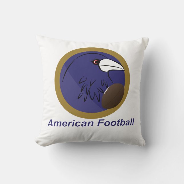 Raven med amerikansk fotboll boll kudde (Framsida)