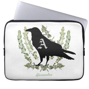 Raven Monogram Spirit Animal Eucalyptus Laptop Fodral