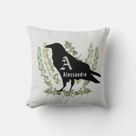 Raven Monogram Spirit Animal Totem White Kudde