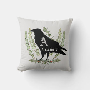 Raven Monogram Spirit Animal Totem White Kudde