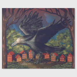 Raven Moonlight Witches Halloween Natt Presentpapper
