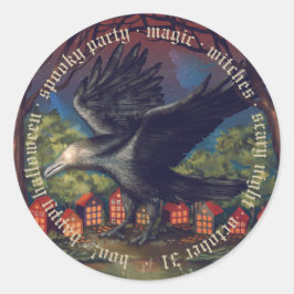Raven Moonlight Witches Halloween Natt Runt Klistermärke