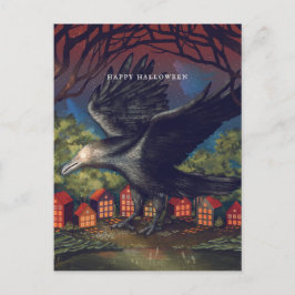 Raven Moonlight Witches Halloween Natt Vykort