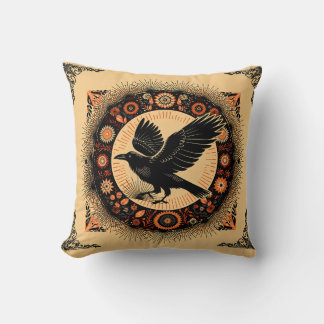 Raven Mörk Akademisk Mandala Cirkel Boho Gotisk Kudde